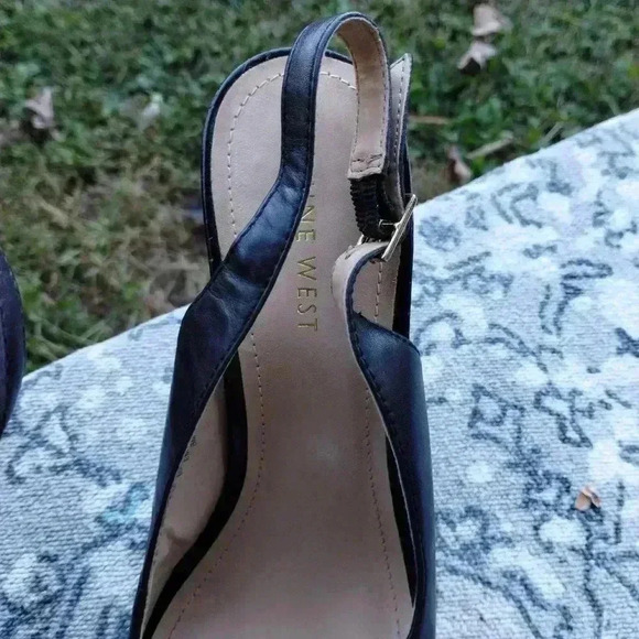 Nine West Snowball Heels Slingback Pump in Black Open Toe/Peep-toe - Picture 4 of 10